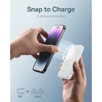 Mini powerbank 5000mAh 20W + kabel USB-C 20V / 3A biały