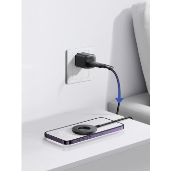 Bezprzewodowa ładowarka magnetyczna 15W z kablem USB / USB-C czarna
