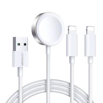 3w1 Kabel przewód USB-A z ładowarka indukcyjną + 2x iPhone Lightning 1.2m biały