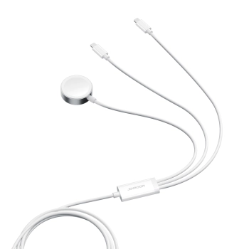 3w1 Kabel przewód USB-A z ładowarka indukcyjną + 2x iPhone Lightning 1.2m biały