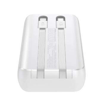 Mini powerbank 10000mAh z wbudowanymi kablami JR-PBC06 30W biały