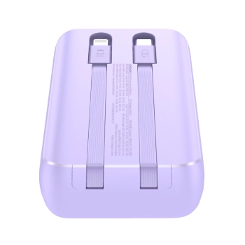 Mini powerbank 20000mAh z wbudowanymi kablami JR-PBC07 30W jasno fioletowy
