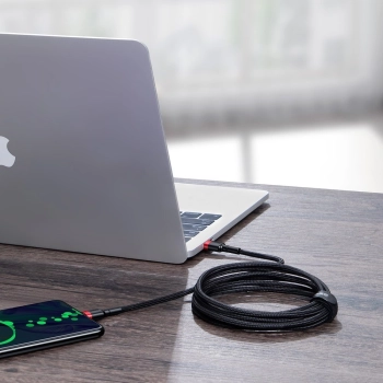 Nylonowy mocny kabel przewód USB-C PD 100W 20V 5A 2m czarny