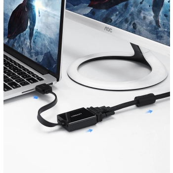 Adapter przejściówka HDMI - VGA micro USB AUX audio 3.5 mm mini jack czarny