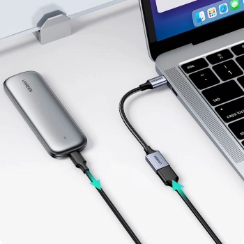 Adapter przejściówka kabla USB-C na USB-A 5Gb/s 15cm czarny