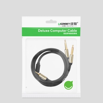 Kabel przewód audio mini jack 3.5 mm - 2 x jack 6.35mm 2m szary