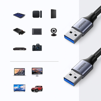 Kabel przewód w oplocie TPE USB 3.0 5Gb/s 1m szary