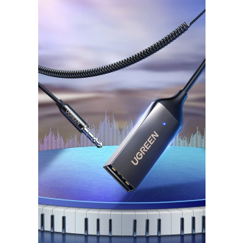 Odbiornik dźwięku adapter audio Bluetooth 5.3 kabel USB AUX jack czarny