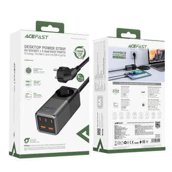 Ładowarka biurkowa stacja ładowania Z2 GaN 75W PD 3x USB-C 2x USB-A czarno-szara