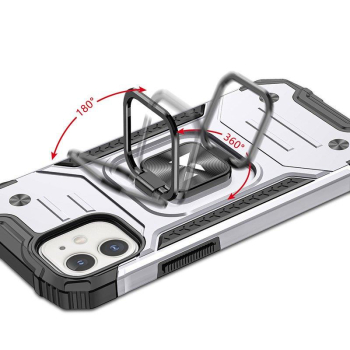 Etui pancerny pokrowiec do iPhone 14 uchwyt magnetyczny Ring Armor srebrny