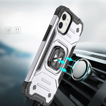 Etui pancerny pokrowiec do iPhone 14 uchwyt magnetyczny Ring Armor srebrny