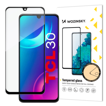 Wytrzymałe szkło hartowane 9H na cały ekran TCL 30 z ramką Case Friendly czarny