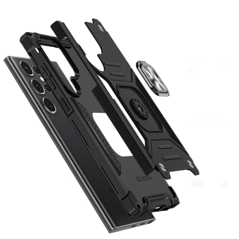Etui pancerny pokrowiec do Samsung Galaxy S23 Ultra uchwyt magnetyczny Ring Armor czarny
