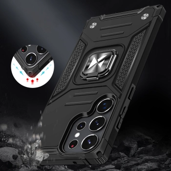 Etui pancerny pokrowiec do Samsung Galaxy S23 Ultra uchwyt magnetyczny Ring Armor czarny