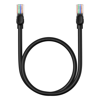 Kabel przewód sieciowy Ethernet Cat 5 RJ-45 1000Mb/s skrętka 0.5m czarny
