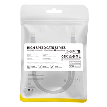 Kabel przewód sieciowy Ethernet Cat 5 RJ-45 1000Mb/s skrętka 0.5m czarny