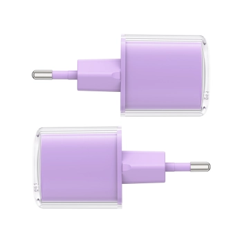 Ładowarka sieciowa z wyświetlaczem PD 30W GaN3 USB-C fioletowa