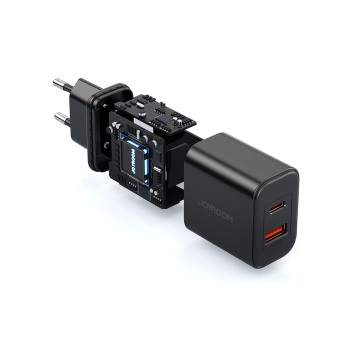 Ładowarka sieciowa USB-A USB-C PD 20W + kabel USB-C JR-TCF05 czarna