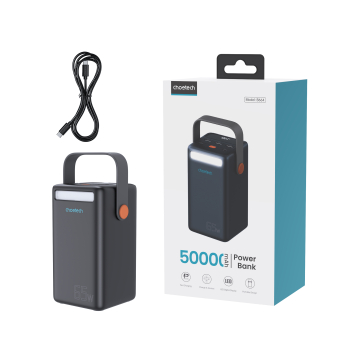 Mini stacja zasilania powerbank 50000mAh USB-A USB-C microUSB 65W czarna