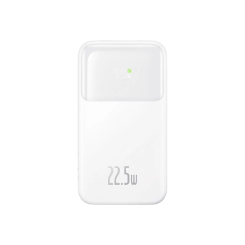 Powerbank z wyświetlaczem 10000mAh 22.5W Comet Series + kabel USB-A - USB-C 0.3m biały