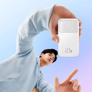 Powerbank z wyświetlaczem 10000mAh 22.5W Comet Series + kabel USB-A - USB-C 0.3m biały