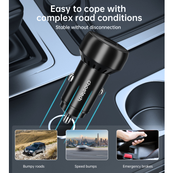 Ładowarka samochodowa USB-C USB-A PD 60W z podświetleniem LED czarna