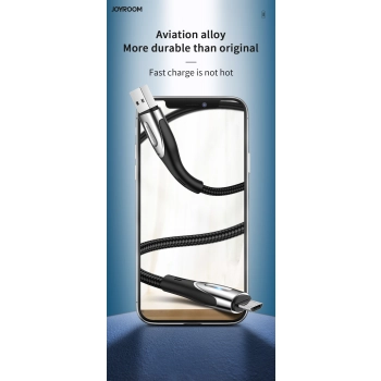 Kabel przewód USB-A - microUSB 3A wskaźnik ładowania 1.2m czarny