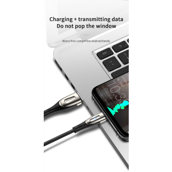 Kabel przewód USB-A - microUSB 3A wskaźnik ładowania 2m czarny