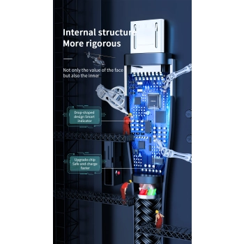 Kabel przewód USB-A - microUSB 3A wskaźnik ładowania 2m czarny