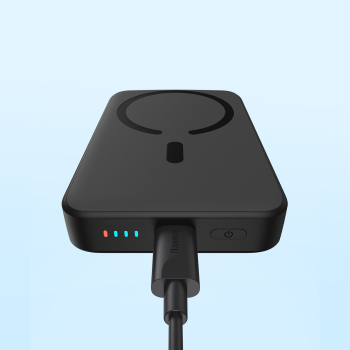 Mini powerbank 10000mAh z ładowaniem indukcyjnym MagSafe 15W PD QC 20W czarny