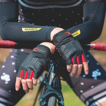 Rękawiczki rowerowe z wkładkami żelowymi rozmiar XL czarno-czerwone