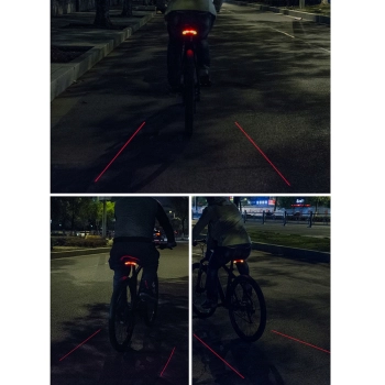 Lampka rowerowa tylna z pilotem laserem i funkcją kierunkowskazów USB-A