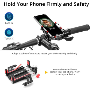 Uchwyt rowerowy na kierownicę do telefonu ze stopu aluminium - czarny