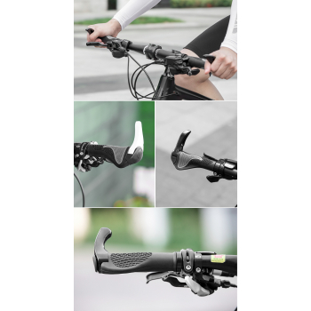 Zestaw gripów rączek rowerowych z rogami antypoślizgowe - czarny