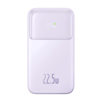 Powerbank z wyświetlaczem 10000mAh 22.5W + kabel USB-A / USB-C fioletowy