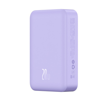 Powerbank Magnetic Mini 20000 mAh 20W + kabel USB-C fioletowy