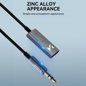 Adapter audio z odbiornikiem Bluetooth 5.3 i złączem AUX miniJack 3.5 mm i USB-A
