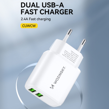 Ładowarka sieciowa 100-240V 30W 2.4A 2x USB-A biała