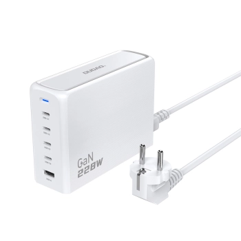 Ładowarka sieciowa stacja ładowania GaN 1x USB-A 4x USB-C PD 228W z kablem 1.5m biała
