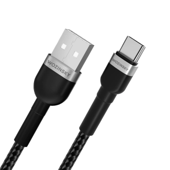 Kabel przewód w oplocie USB-A - USB-C 2.4A 1m czarny