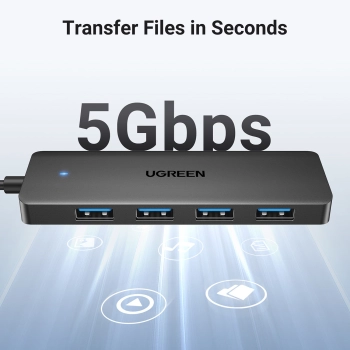 HUB adapter rozdzielacz portów 4x USB-A 3.0 + kabel USB-A 3.0 czarny