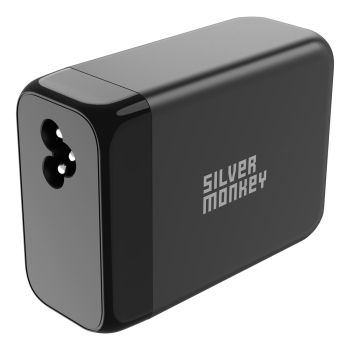 Mocna ładowarka sieciowa GaN 200W z kablem zasilającym 3xUSB-C PD USB-A QC 3.0 czarna