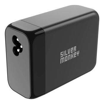 Mocna ładowarka sieciowa GaN 200W z kablem zasilającym 3xUSB-C PD USB-A QC 3.0 czarna