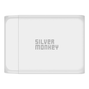 Mocna ładowarka sieciowa GaN 200W z kablem zasilającym 3xUSB-C PD USB-A QC 3.0 biała