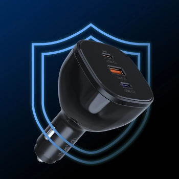 Ładowarka samochodowa 160W 2x USB-C PD 3.1 1x USB-A - czarna