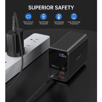 Powerbank stacja zasilania 27000 mAh 2x USB-A 2x USB-C 100W - czarny