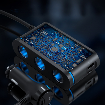 Ładowarka samochodowa + 3x gniazdo zapalniczki 2x USB-C PD 1x USB-A QC - czarna