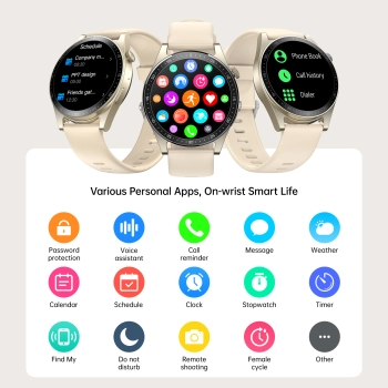 Smartwatch Classic Series z funkcją odbierania połączeń ekran 1.32'' IP68 - złoty