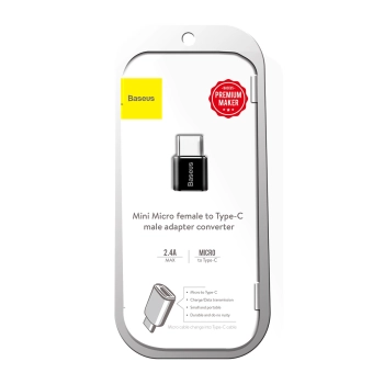 Adapter Mini przejściówka z micro USB na USB-C - czarny