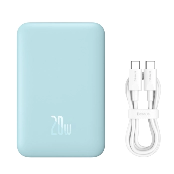 Powerbank indukcyjny Magnetic Mini 10000 mAh 20W + kabel USB-C - niebieski
